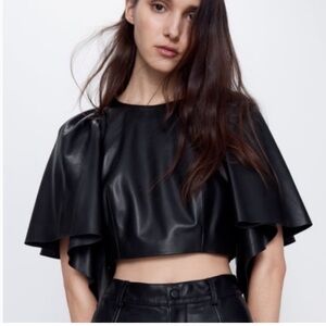 ZARA VOLUMINOUS LEATHER TOP TRF CAPSULE COLLECTION